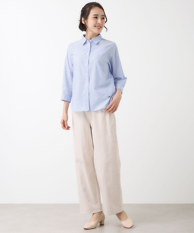 ノンアイロン ストライプ ブラウス