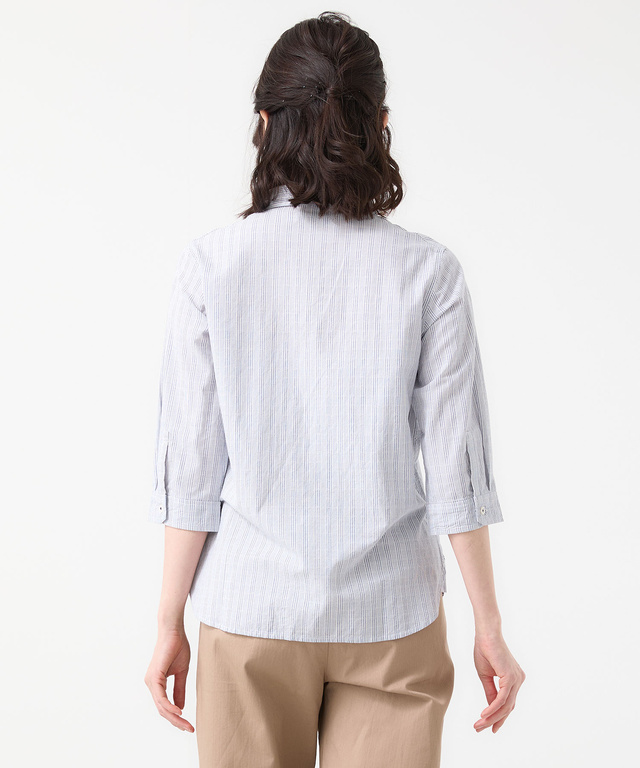 ドビー素材 七分袖 ブラウス