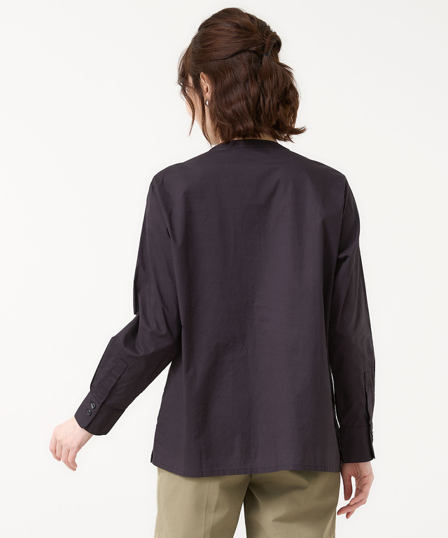 刺繍 バンドカラー ブラウス