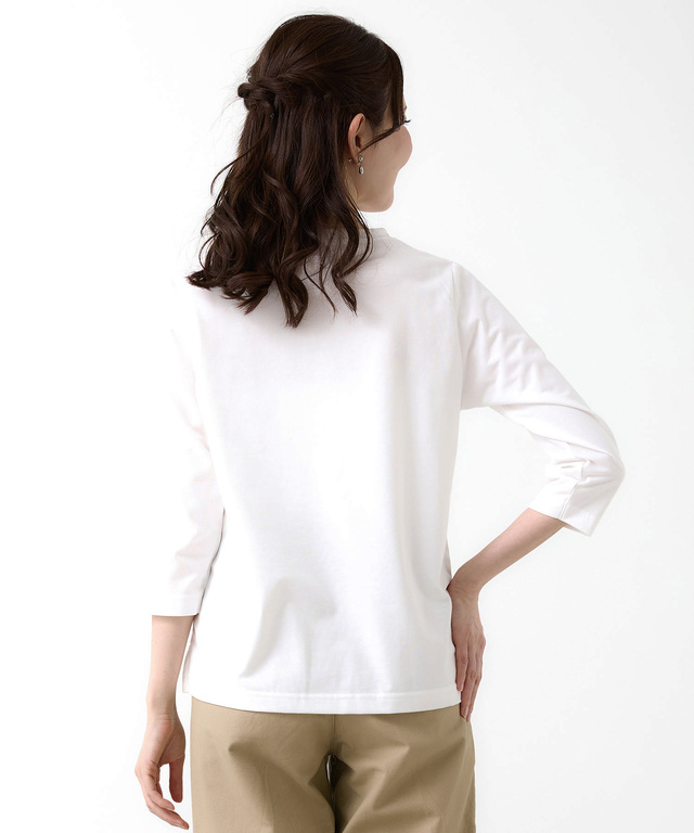 リボンロゴプリント 七分袖 Tシャツ