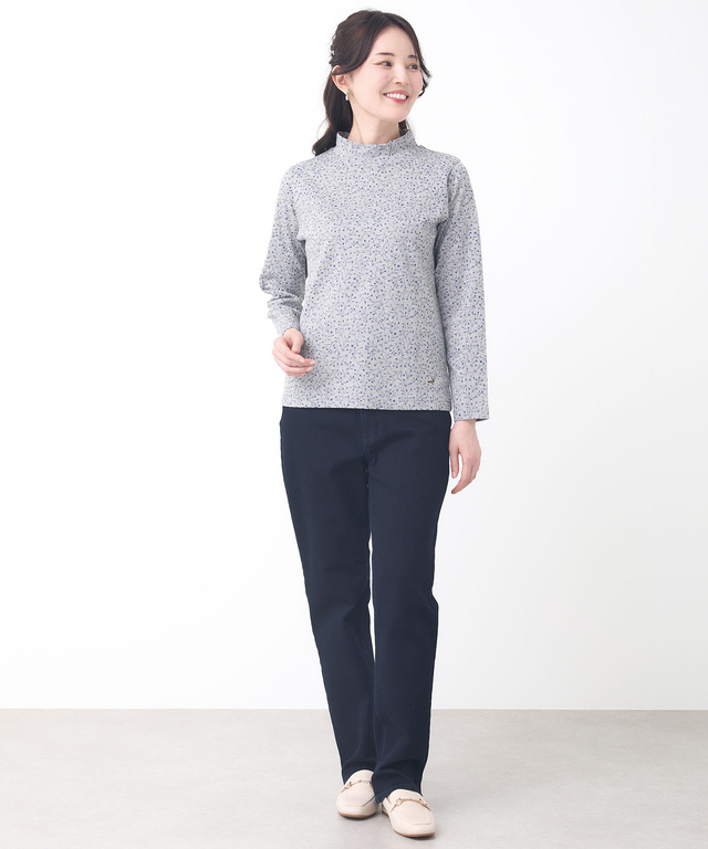 花柄プリント ハイネック プルオーバー