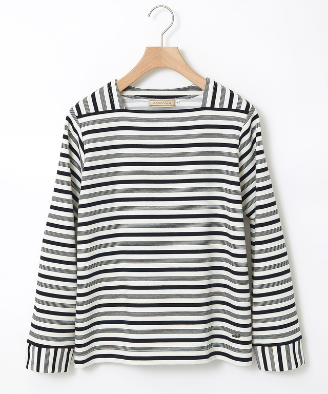 スクエアネック ボーダー プルオーバー　