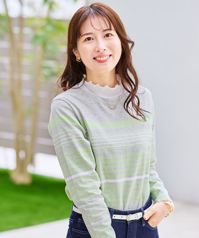 パネルボーダー 長袖 Tシャツ