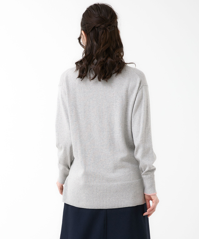 ウールブレンド スリット ニットチュニック【手洗いOK】