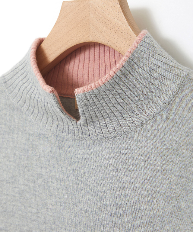 ウールブレンド スリット ニットチュニック【手洗いOK】