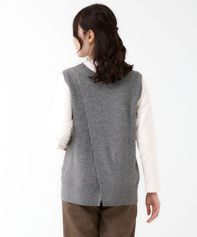 ウールブレンド 2WAY ニットベスト【手洗いOK】