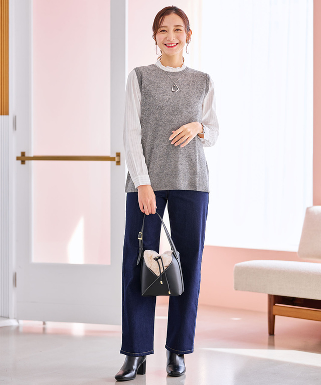 ウールブレンド 2WAY ニットベスト【手洗いOK】