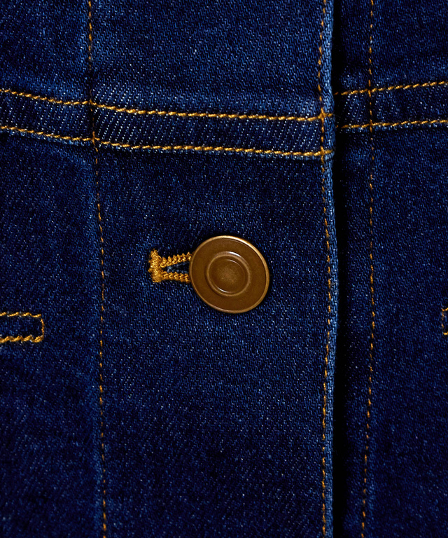 ノーカラー デニムジャケット