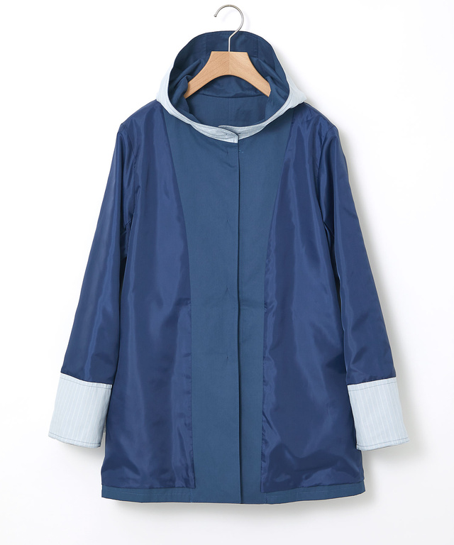 ストライプ バイカラー コート