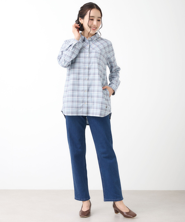 フロント切り替え チェック柄 チュニック【オンラインショップ・一部店舗限定】