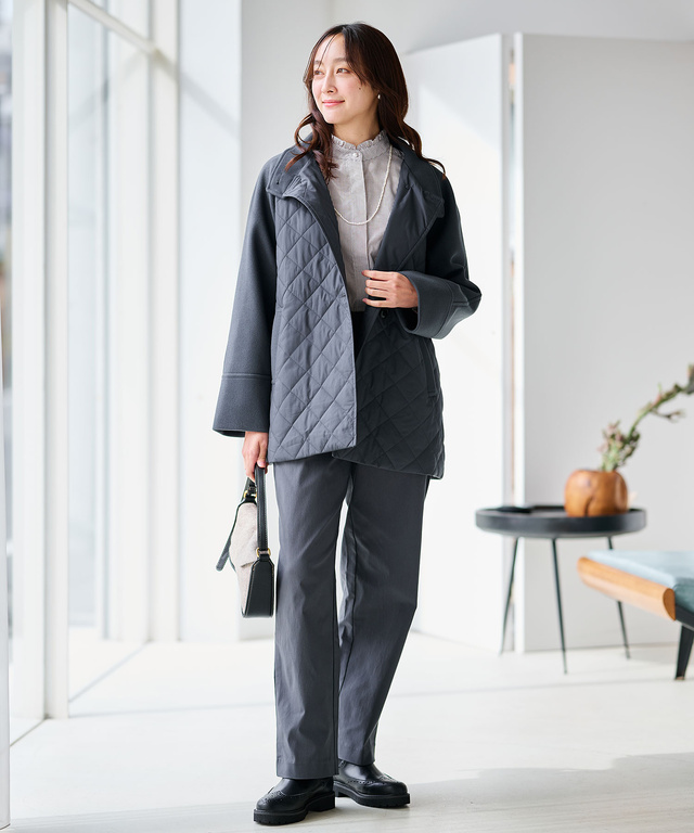 フリルカラー ストライプ ブラウス