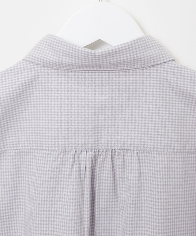 ショールカラー ギンガムチェック ブラウス