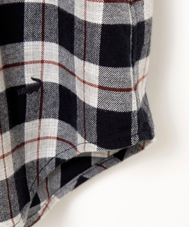 微起毛 チェック柄 ブラウス