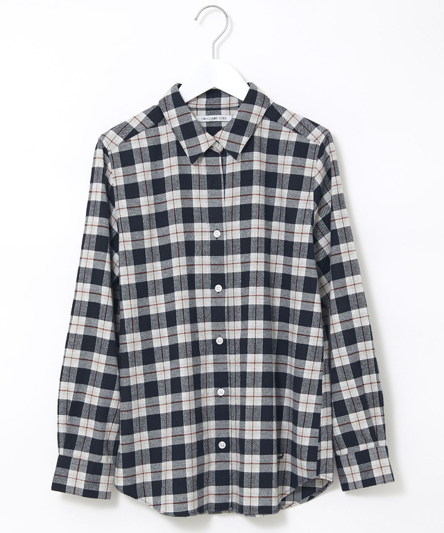 微起毛 チェック柄 ブラウス