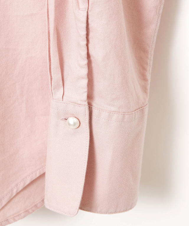 コットン バンドカラー ブラウス