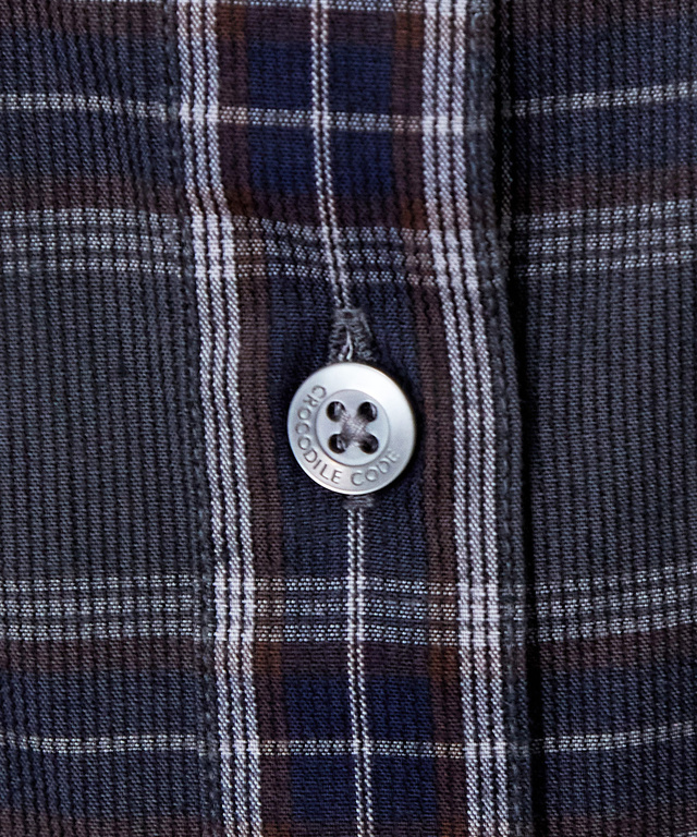 バンドカラー チェック柄 ブラウス