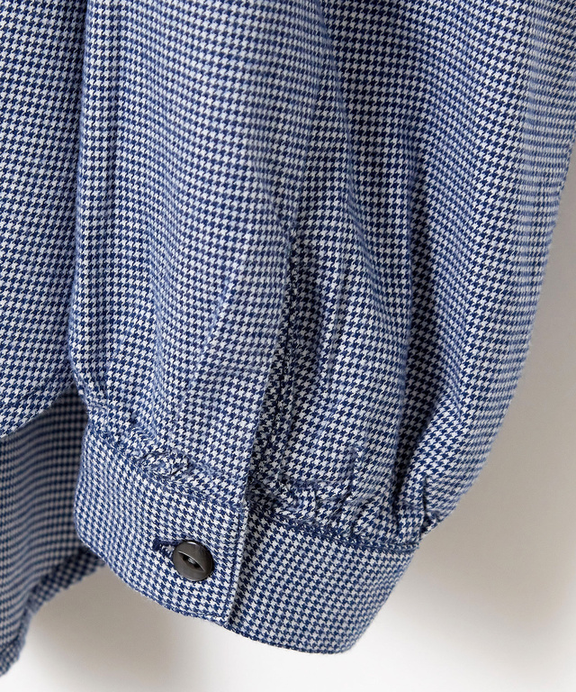 フロントギャザー 千鳥柄 ブラウス