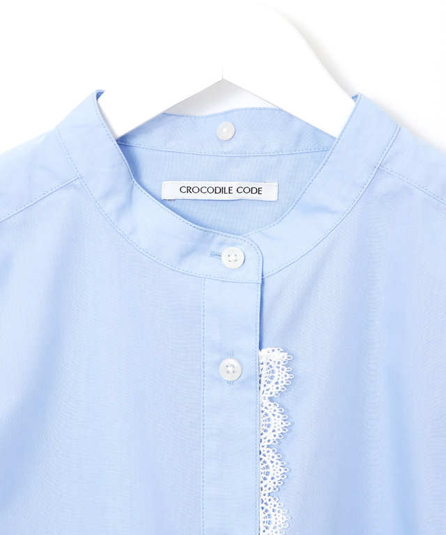 襟レース バンドカラー ブラウス