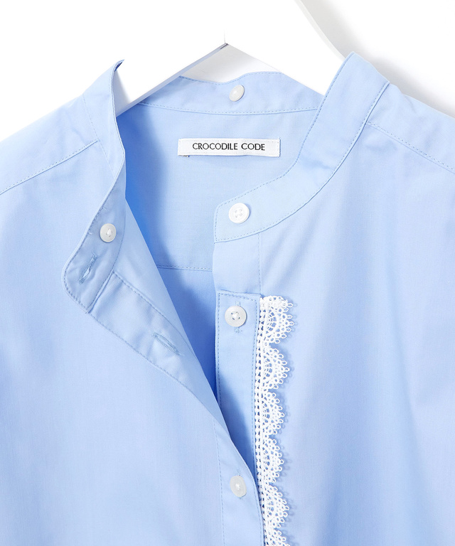 襟レース バンドカラー ブラウス