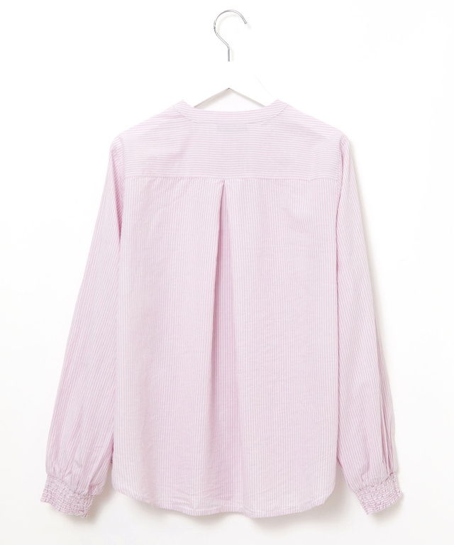 ストライプ  バンドカラー ブラウス