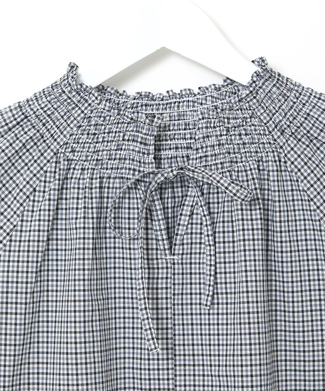 ギンガムチェック 七分袖 ブラウス