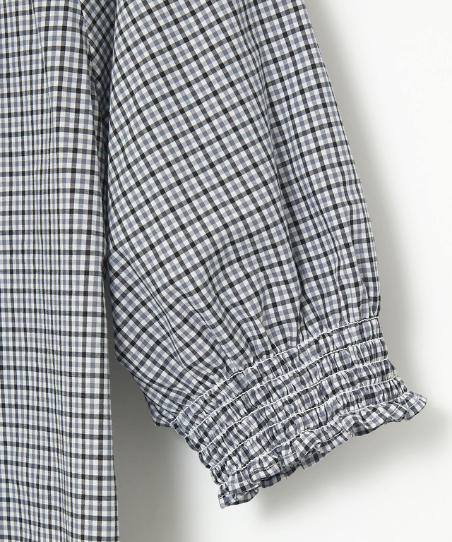 ギンガムチェック 七分袖 ブラウス