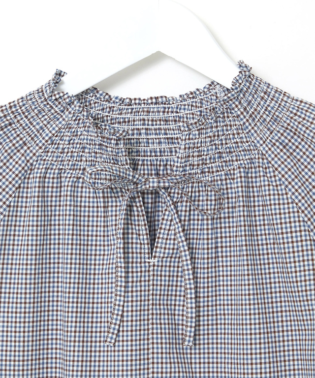 ギンガムチェック 七分袖 ブラウス