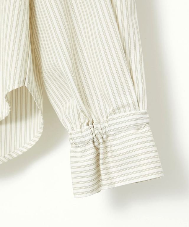 ストライプ アシンメトリー襟 ブラウス【オンラインショップ・一部店舗限定】