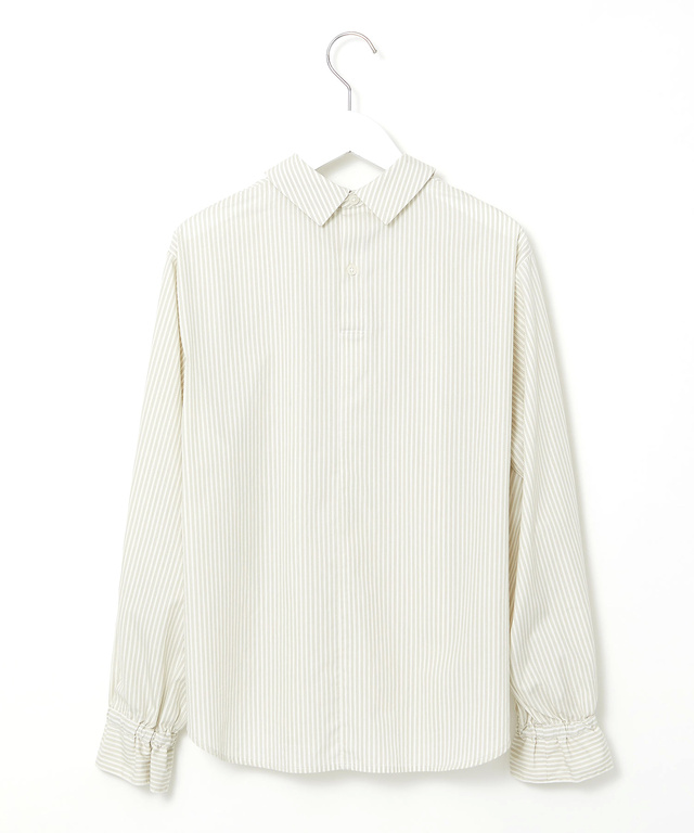 ストライプ アシンメトリー襟 ブラウス【オンラインショップ・一部店舗限定】