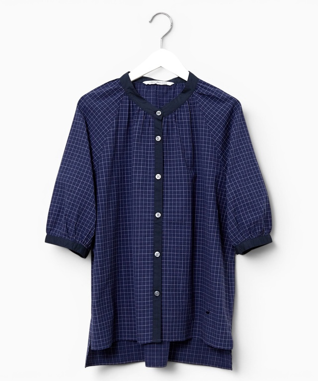 サッカー チェック柄 配色 ブラウス