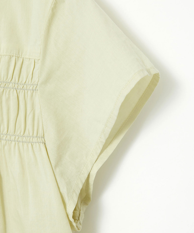 ギャザー バンドカラーブラウス