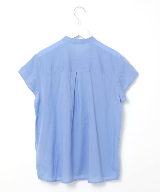 ギャザー バンドカラーブラウス