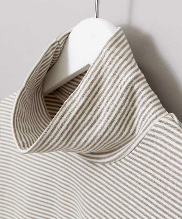 起毛 ストレッチ ハイネックカットソー