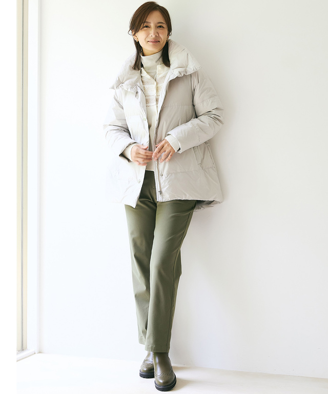 起毛 ストレッチ ハイネックカットソー