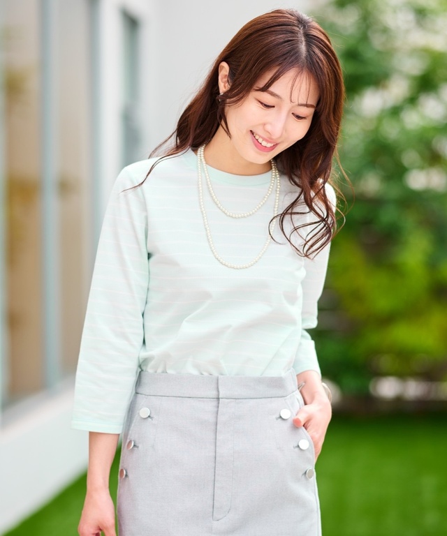 ボーダー 7分袖 Tシャツ