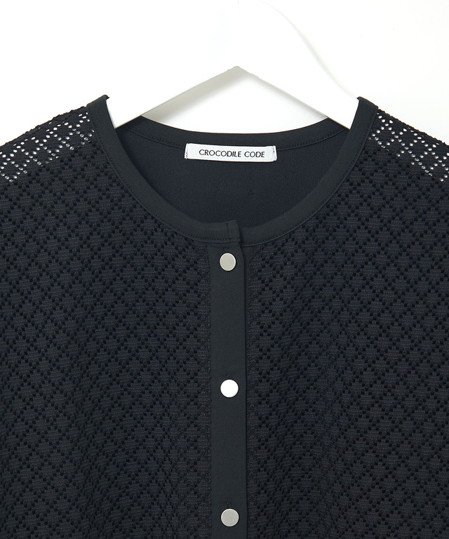 レース 切替 カーディガン