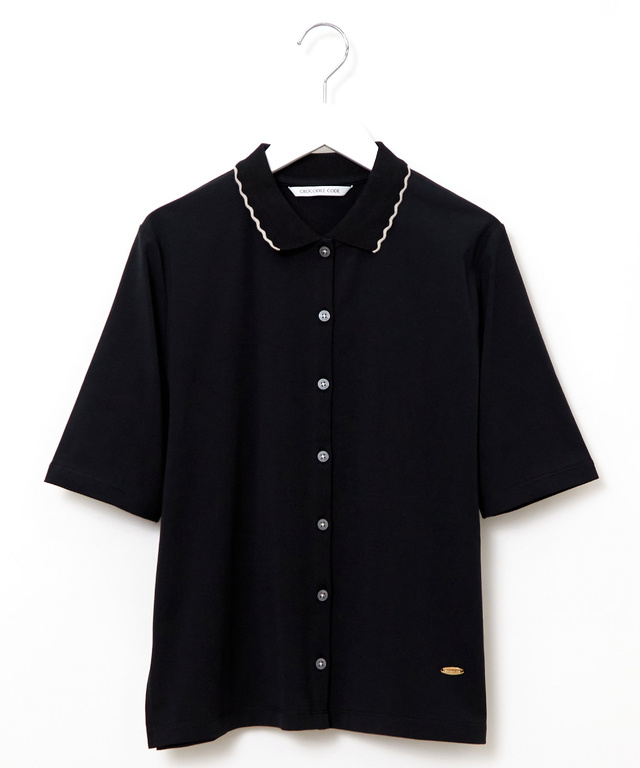 スカラップリブ ポロ カーディガン【オンラインショップ・一部店舗限定】