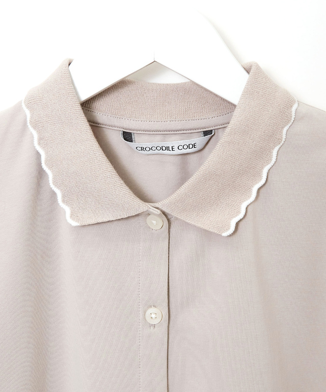 スカラップリブ ポロ カーディガン【オンラインショップ・一部店舗限定】