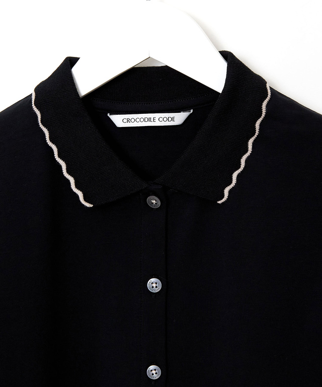 スカラップリブ ポロ カーディガン【オンラインショップ・一部店舗限定】