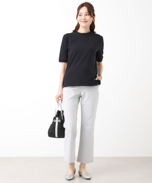 スカラップ リブ Tシャツ