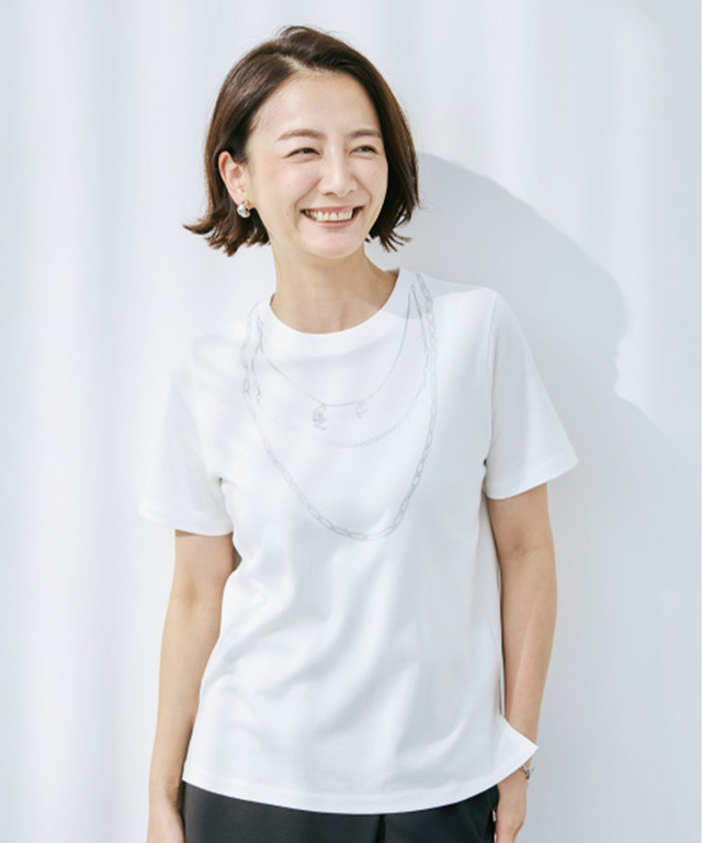ネックレスプリント 半袖 Tシャツ
