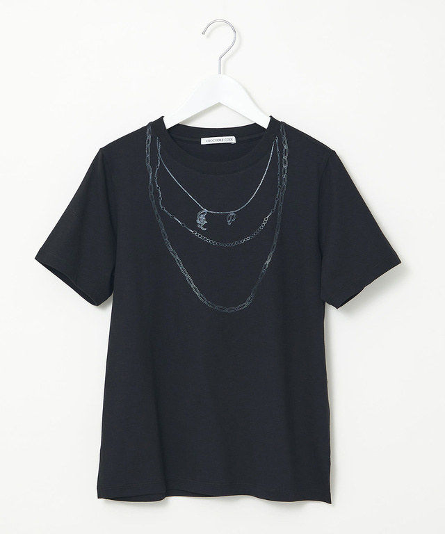 ネックレスプリント 半袖 Tシャツ