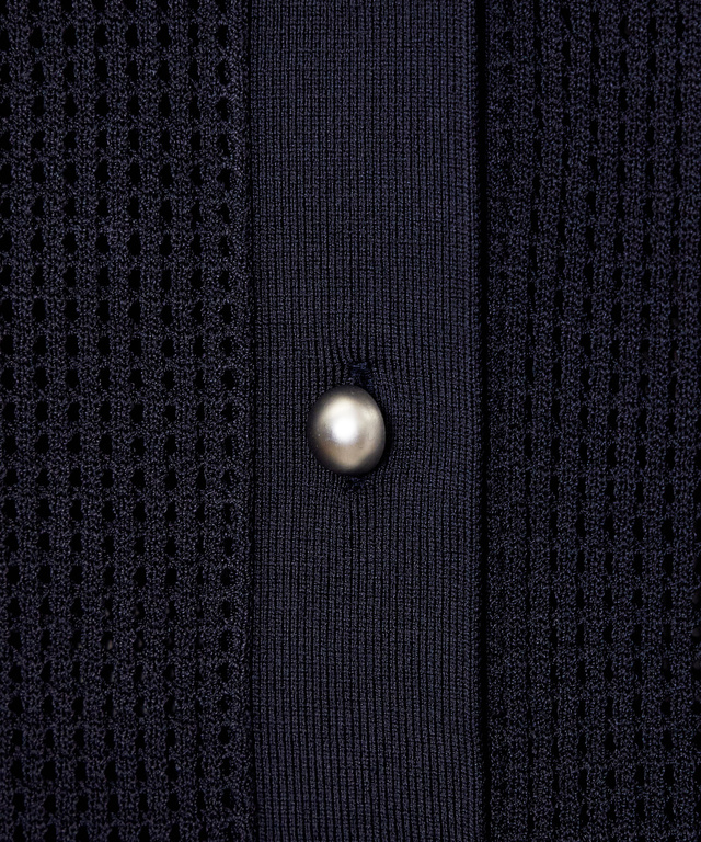 メッシュ編み ニット ポロベスト