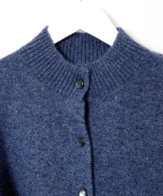 ウールブレンド ラメ糸ネップ カーディガン【手洗いOK】