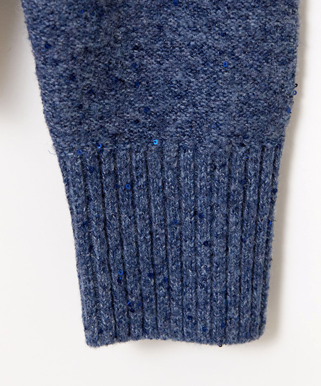 ウールブレンド ラメ糸ネップ カーディガン【手洗いOK】