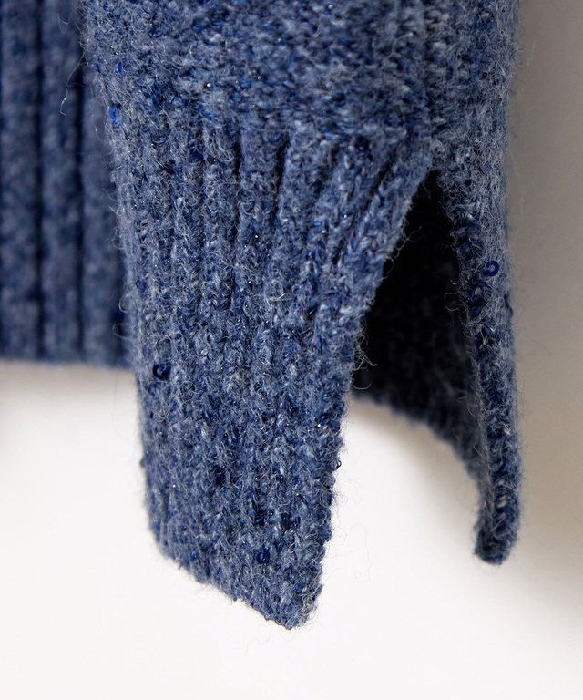 ウールブレンド ラメ糸ネップ カーディガン【手洗いOK】