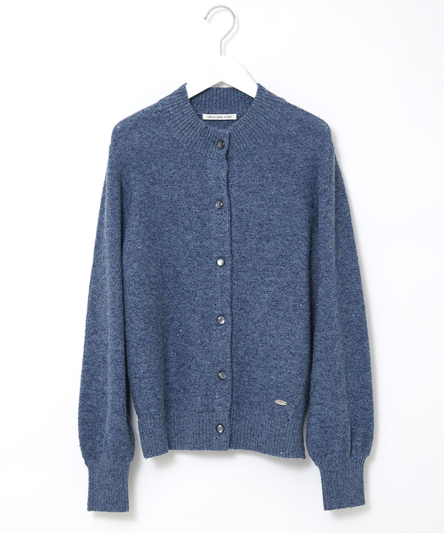 ウールブレンド ラメ糸ネップ カーディガン【手洗いOK】