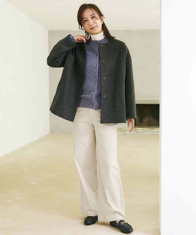 ウールブレンド ラメ糸ネップ カーディガン【手洗いOK】