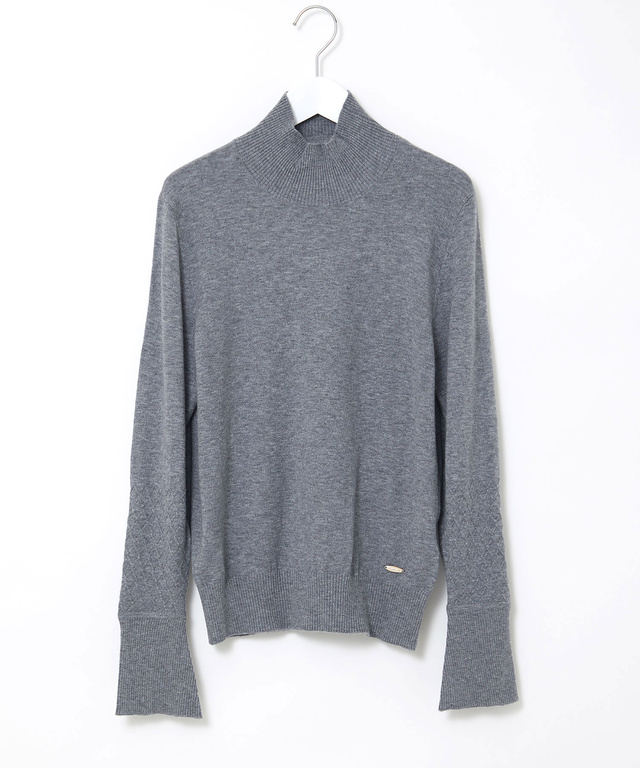 ウールブレンド フレア袖 ハイネック セーター