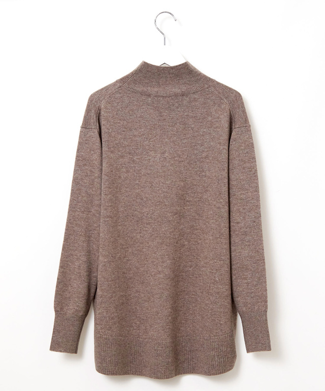 ウールブレンド モックネック ニットチュニック